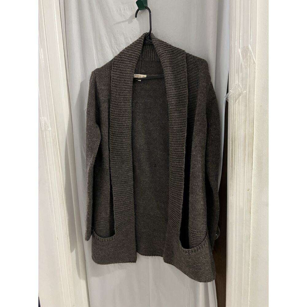 Mary Firenze Made In Italy Gray Open Cardigan Wool Alpaca Blend Sz M